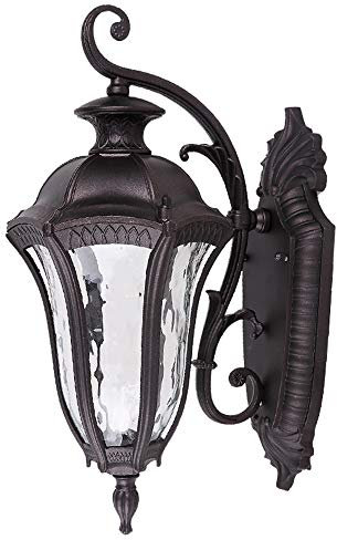 HONY-LIGHT Wandlampe Vintage Wasserdichter Außenwandleuchte Aluminiumguss Und Glas Braun IP54 E27 Gartenlampe Hauseingang Balkon Wandbeleuchtung Hoflampe Eingangsbeleuchtung 23.5 * 18 * 40Cm