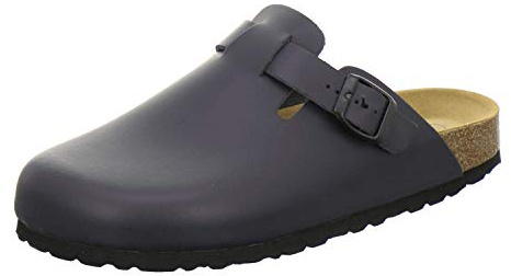 AFS-Schuhe 3900 Herren Clogs, Bequeme Hausschuhe für Männer, Pantoffeln aus Leder, Made in Germany (44 EU, Navy)