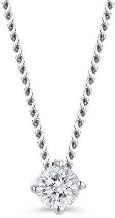Orovi Damen Weißgold Halskette Mit Diamant Solitär Anhänger - 14 Karat (585) Gold, Brillanten 0.07 Ct, 45 cm Lang