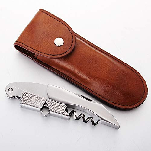 LTLWSH Sacacorchos para Meseros Ideal para Sumiller y Camareros, con Funda de Piel PU,Amantes de la Enología Abrebotellas de y Cortador de Hoja Hecho de Acero Inoxidable,C