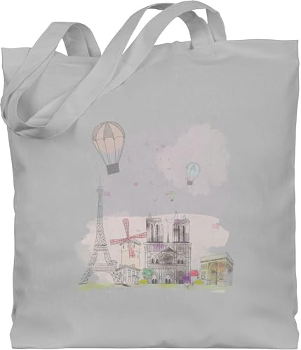 Shirtracer - Baumwolltasche - Stadt und City Outfit - Paris Eiffelturm Notre-Dame