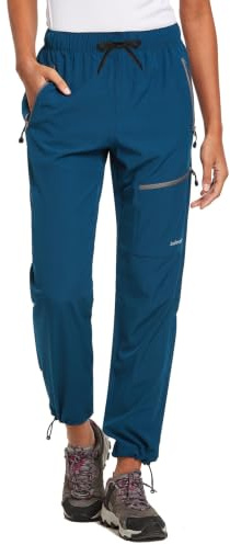 BALEAF Women's Hiking Pants Quick Dry Water Resistant Lightweight Joggers Pant for All Seasons Elastic Waist Navy Blue Size XL, Capri
