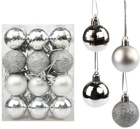 Yisscen Boules de Noël Décorations d'arbre, Boules d'arbre de Noël, Boules décoratives Noël, Boules décoratives Scintillantes Mates et Brillantes, Boule d'arbre de décoration de fête, 24 Pièces