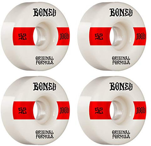 Bones Skateboard Skateboard Wheels Rollen 100 s V4 52 mm OGF White (Set 4)