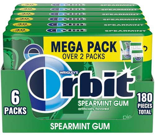 ORBIT Spearmint Sugar Free Chewing Gum, 30-Piece Pack of 6