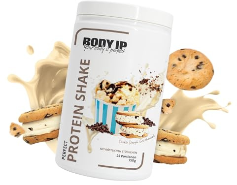 BODY IP Perfect Protein Pulver | dein Süßigkeitenersatz | Cookie Dough | Whey Isolat, Whey Konzentrat & Casein | hoher BCAA Anteil | 25 Portionen | Protein Shake für Muskelaufbau | 750g