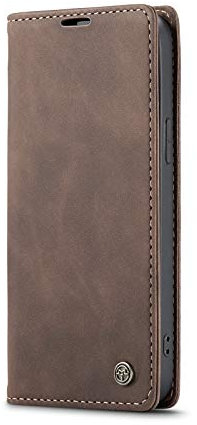 Chocoyi Kompatibel mit iPhone 13 Pro Hülle Leder,Magnetverschluss Premium PU Leder Flip Case,Standfunktion.-Kaffee Braun