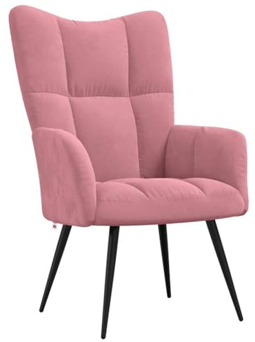 vidaXL Relaxsessel, Sessel mit Stahlgestell, Relaxstuhl Polsterstuhl mit Armlehne, Fernsehsessel Polstersessel Wohnzimmer, Modern, Rosa Samt