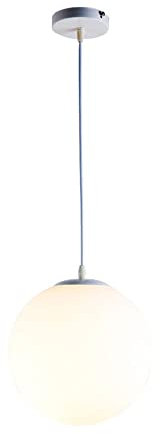 AIBAB Modern Pendant Light Shade Globe Ball Style Ceiling Pendant Light Lampshade Dome Shaped Glass Shade Hanging Fitting Fixture for Kitchen Island Bedroom Hallway White 40cm