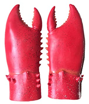 MAGICLULU Crab Gloves Costume Lobster Claws Gloves Funny Animal Gloves for Halloween Toy Dress Up Costume Party Game, red