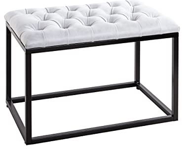 HAKU Hocker grau, schwarz, Metall, Textilgewebe - Maße: B 60 cm x H 45 cm x T 40 cm, Style: Industrial