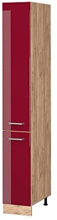 Vicco Armadio da farmacia R-Line, Rosso lucido, 30 cm, per la libera combinazione all'interno di sistemi cucina modulari