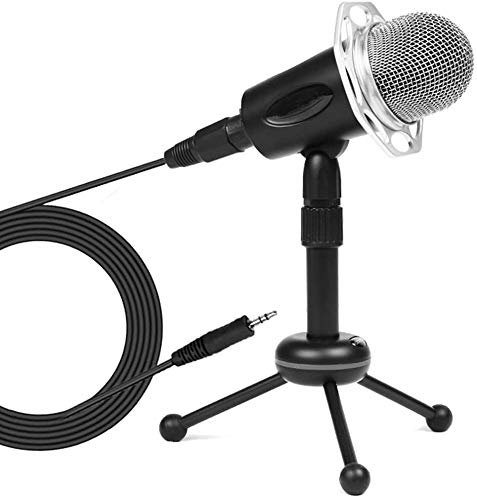 MSUDGH Microfono per Computer Microfono per Computer, Kit condensatore cardioide Professionale per Computer Portatile in Metallo, con Supporto per Computer
