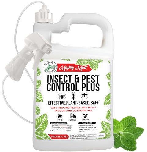 Mighty Mint Peppermint Oil Insect Repellent Plus Spray – Natural Indoor & Outdoor Bug Control for Spiders, Ants, Roaches, and More – Plant-Based, Extra-Strong Formula - 128 oz