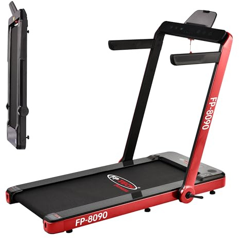 FP-TECH - TAPIS ROULANT ELETTRICO PIEGHEVOLE RICHIUDIBILE CAMMINATA SLIM LED BLUETOOTH APP (Rosso)