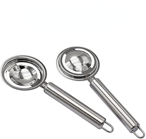 Anoudon 2pcs Eigelb Separator Edelstahl Eigelb Filter Separator mit Griff Küche und Eigelb Separator Edelstahl Protein Separator Praktischer Löffel