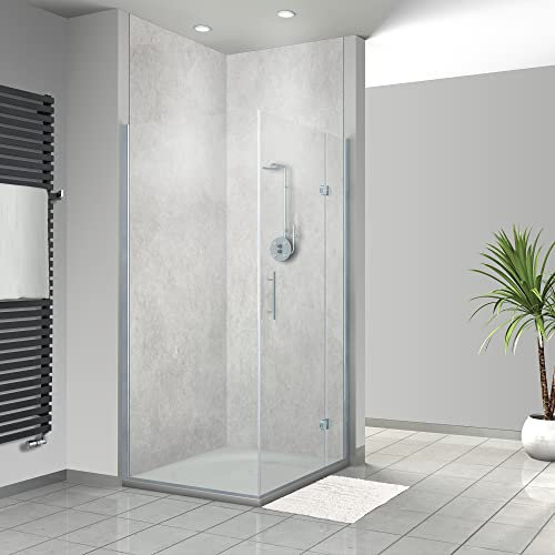 WANDFREUDE individuelle Duschrückwand Aluverbundplatte auf Maß (2 Stück - Polierter Beton - Premium Matt Lack) – Dusche Wandverkleidung Duschwandverkleidung Duschrückwände