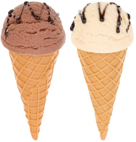 Veemoon 2pcs Fake PVC Ice Cream, Ice Cream Cone Decorations Realistic Display Ice Cream Cones Simulation Food Desserts Model Ice Cream Shop Ornament for Food Display Photo Props | Ice Cream Cone Decorations Realistic Display Cones Simulation Food Desserts Model Shop Ornament for Food Display Photo Props