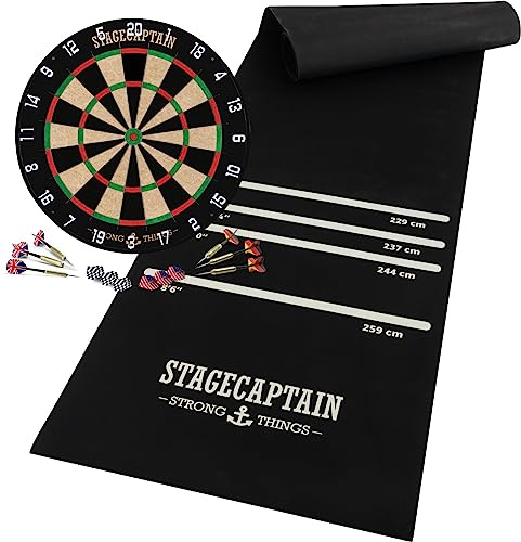 Stagecaptain DBS-1715C Bullseye Champion Dartscheibe Matte Set, Stärke: 3 | Dartscheibe aus Sisal, Drehbarer Nummernring, Material Scheibe: Sisal, Super deutlich lesbare Nummerierung, 5 cm, 8 mm, 5 kg