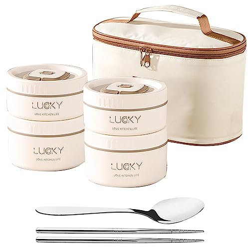 XLSBZ Fiambrera de acero inoxidable con bolso, portátil para adultos, térmica, a prueba de fugas, fiambrera para niños, para escuela, oficina, apta para microondas (2000 ml)