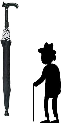 AVIITI Verschleißfester Gehstock Regenschirm, Rutschfester Leichter Multifunktions-Gehstock Regenschirm, ABS Langer Handgriff Design,Schwarz,84cm/33inch