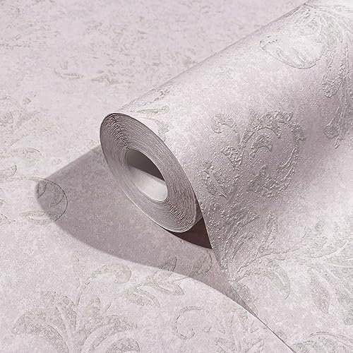 marburg Tapete Rosa Grau Barock Muster Ornamente Ornamental Klassisch für Wohnzimmer Schlafzimmer oder Küche 100% Made in Germany 10,05 x 0,53m