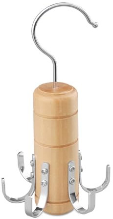 LMSAWK Kleiderbügel aus Holz für Gürtel, Organizer für Krawattenschränke, 6er Haken, 360° Drehung (Holzfarbe) (Holzfarbe, 1)