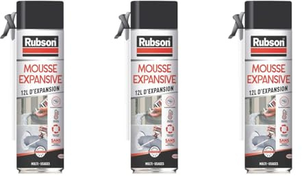 Rubson | Mousse Expansive Multi-Usages (aérosol de 300 ml) Blanche – Mousse polyuréthane pour isolation, calage et rebouchage – Mousse blanche avec 12 litres d'expansion