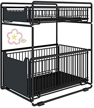 HUOLE Organisateur de Cuisine à 2 Niveaux Rangement sous évier Coulissant Support d'armoire Coulissant
