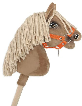 Hobby Horse A4 Pferdehalfter, befestigt, klein. Set ohne Pferd. Orange.