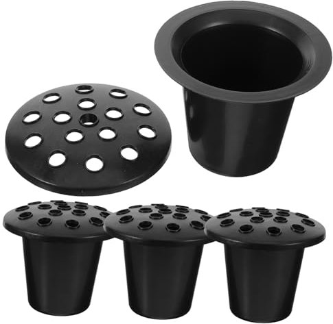 Happyyami 4pièces Pot Fleur Cimetière Noir Lotus Décoration Tombe avec Support Fleurs Artificielles pour Cimetière