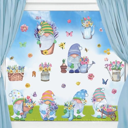 HPNIUB Frühling Gnome Tulpe Lavendel Blumen Wandaufkleber Kinderzimmer