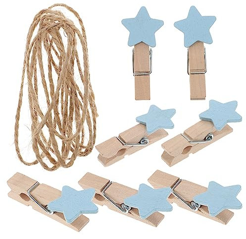 AOKWAWALIY Lot de 100 petites pinces à linge en bois en forme d'étoile pour scrapbooking, décoration, mini pinces à linge pour photo, pinces à linge colorées