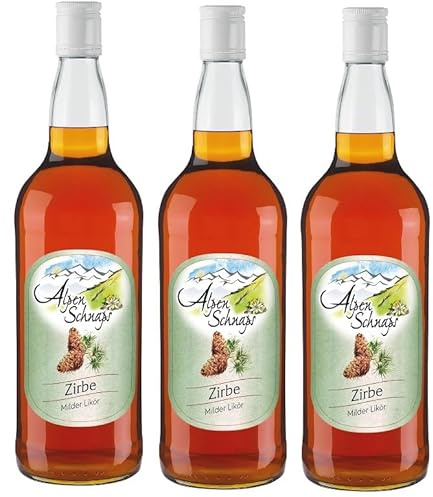 3 Flaschen Alpenschnaps/Steinbeisser Zirbe a 1000ml Zirbenzauber Zirbenschnaps 30% Vol. (aus Kiefernzapfen) + Space Riegel von Onlineshop Bormann