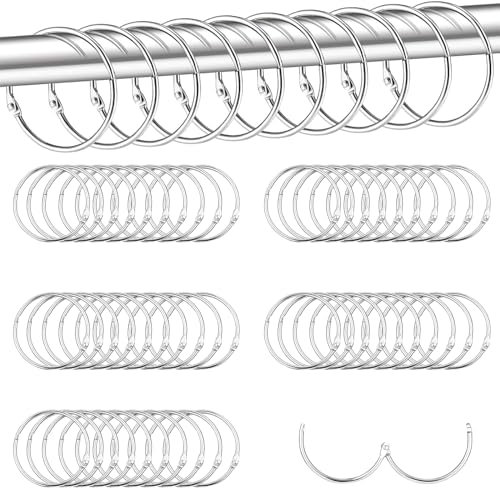 Oenothera 50 Stücke Gardinenringe zum Öffnen, 50mm Gardinenringe Vorhangringe, Rundringe Vorhang Clips, für Vorhänge, Duschvorhänge und Türvorhänge
