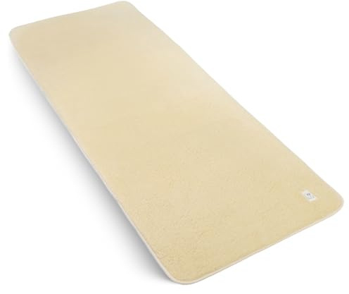 Yogamatte Schafwolle | Natürlich Merino Wolle Trainingsmatte | Yogamatte rutschfest | Hautfreundlich & kuschelig | Perfekt für Meditation, Pilates & Fitnessübungen | Mit Tragetasche - 200x75 cm