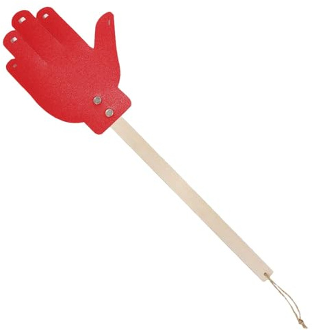 Matamoscas de mango largo, matamoscas resistente, de piel sintética, con cordón, matamoscas con mango de madera, matamoscas para interiores