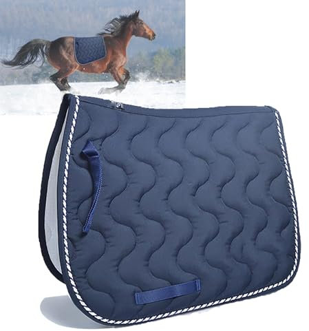 LNNLOO Sattelunterlage (30 X 30 cm), Pferdesattel, rutschfest/verschleißfest, Verdickt/stoßdämpfend, Wärmeableitend, Für Alle Arten Von Sätteln,Navy Blue