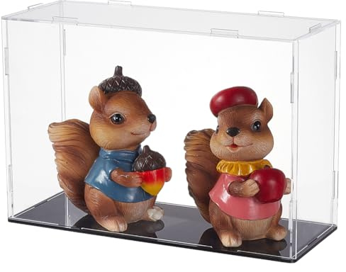 FINGERINSPIRE Acrylic Display Case 25x9x17cm Model Display Case with Rubbers Acrylic Display Case with Black Base Transparent Assemble Display Boxes Display Holders for Minifigures Collections