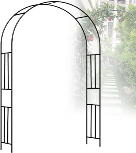Pergola en Treillis métallique, Arche de Jardin for diverses Plantes grimpantes, Mariage, Jardin, pelouse, Arche de Jardin, Arche de décoration de fête de Mariage(Black,220x240cm)