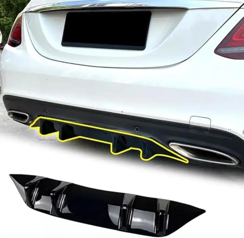 RESKIU Auto Heckstoßstange Diffusor für Benz C Class W205 C200 C260 AMG Line 2019 2020 2021, Heckdiffusor Heckspoiler Stoßstange Hinten Heckschürze Chassis Spoiler Heckansatz Diffusor Lippe