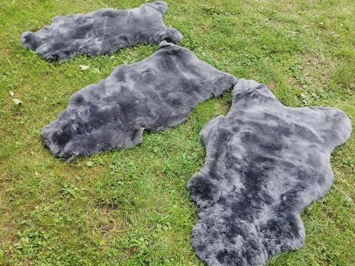 Provellus Echt Deutsche Merino Lammfell Schaffell Grau Dichte Wolle Neu L - XXL (120-130 cm x 60-80 cm)