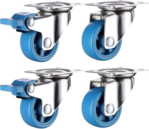 ZHENCHAO Ruedas para Muebles pequeños de 25 mm (4 Piezas/Carga de 60 kg), Ruedas de Nailon, Azules | Ruedas fijas/Ruedas giratorias/Freno | 3 Estilos Opcionales, Ruedas giratorias para Carr