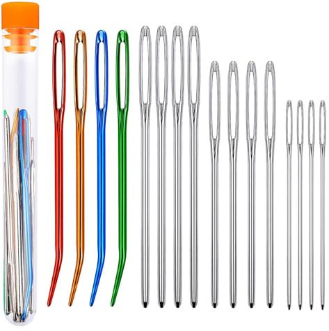 16 Stück GroßäUgiges Nadelset, Wollnadel zum Vernähen 4 GrößEn Groß Auge Stumpfe Nadel, Hand NäHnadel, Zum Weben Wolle HandgenäHtes Leder