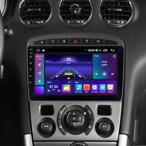 ACAVICA Android 14 bilradio för Peugeot 308 i T7 2007–2013 – trådlös CarPlay Android Auto, DSP Audio, Skärm 9 tum IPS, GPS WiFi, Bluetooth, rattkontroll, 2 Din 2 + 64 GB