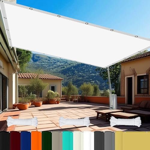 Tenda a Vela Impermeabile Rettangolare 3 x 4 m 98% Protezione UV Panno Ombreggiante con Occhielli Protezione Raggi UV HDPE Telo Ombreggiante per Cortile Tetto Patio, Bianco