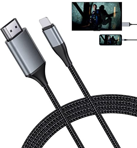 Idoove Cavo HDMI 2-in-1 Lightning/USB-C 2m per iPhone 16-11/iPad Pro/Air/Mini - Trasmissione Audio-Video 1080p (Non per PC/Android)