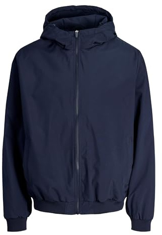 JACK & JONES Jjecharge - Chaqueta ligera con capucha para hombre, color azul marino, talla L, Blazer azul marino, L