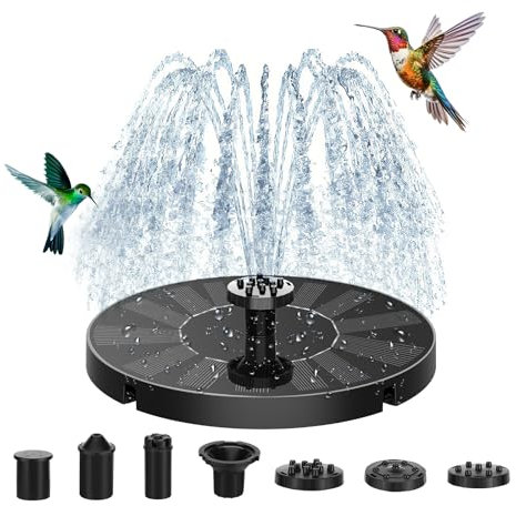 Sprifityy Fontana Solare da Giardino Esterno, Pompa Solare per Laghetto con 7 Ugello, Pompa Acqua Solare per Giardini, Stagni, Peschiera, Bagni per Uccelli, Piscine
