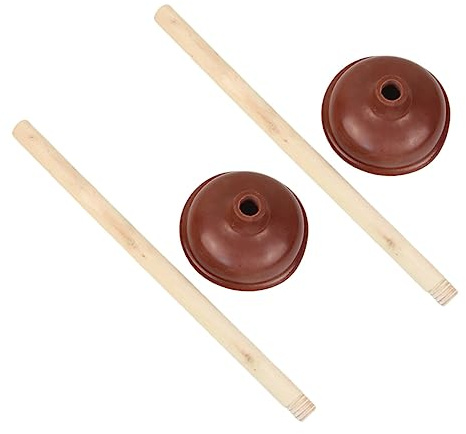 HOMSFOU 2piezas Desatascador De Ventosa De Madera para Inodoro y Fregadero Solucionador De Atascos Práctico para Baño y Cocina Color Marrón